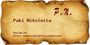 Paki Nikoletta névjegykártya